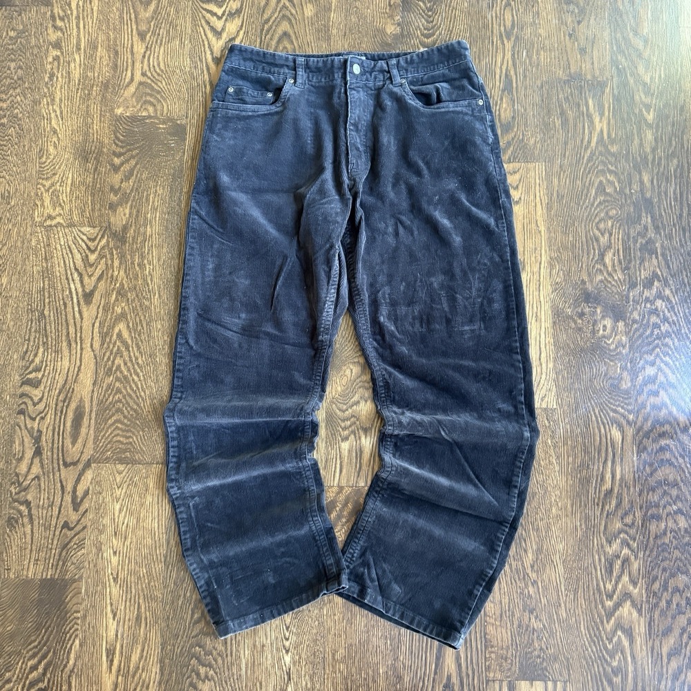 Vintage 00s Quiksilver Corduroy Pants Mens 33x31 Black Y2K Skater Baggy Surf